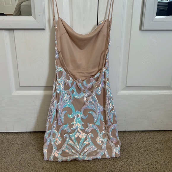 COPY - Lucy in the sky - Starstruck Strappy Dress in Nude Iridescence - Picture 2 of 3